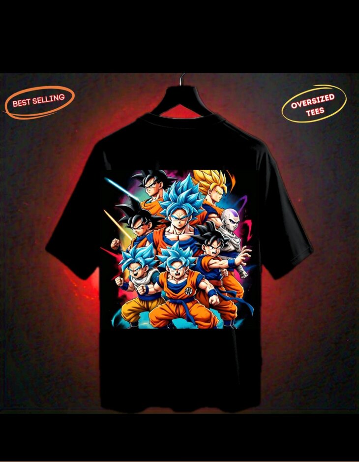 G-mahazon, anime, anime tshirt, black, oversized tshirt, oversized tees under 700, anime, dragon ballz, goku, goku T-shirt