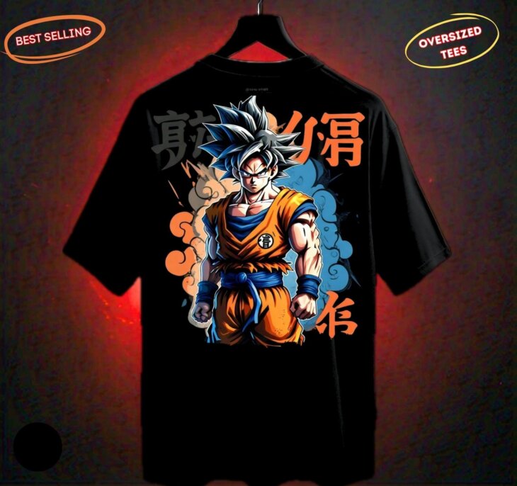 G-mahazon, anime, anime tshirt, anime tees, goku, goku tshirt, dragon bollz, black, black tshirt, oversized tshirt,