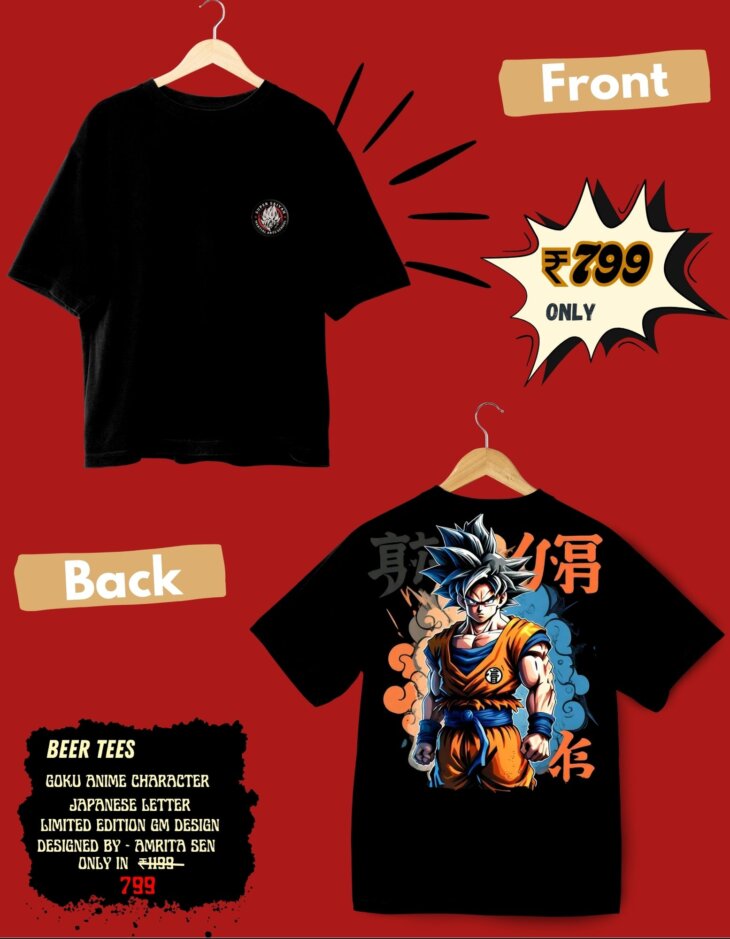 G-mahazon, anime, anime tshirt, anime tees, goku, goku tshirt, dragon bollz, black, black tshirt, oversized tshirt,