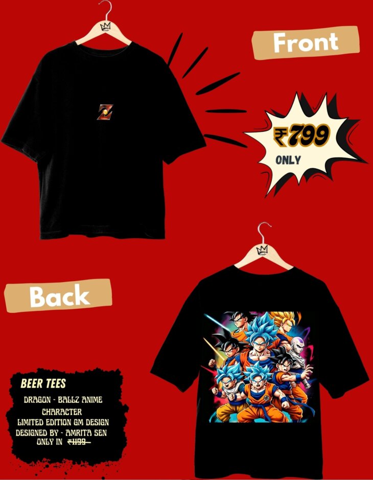 G-mahazon, anime, anime tshirt, black, oversized tshirt, oversized tees under 700, anime, dragon ballz, goku, goku T-shirt