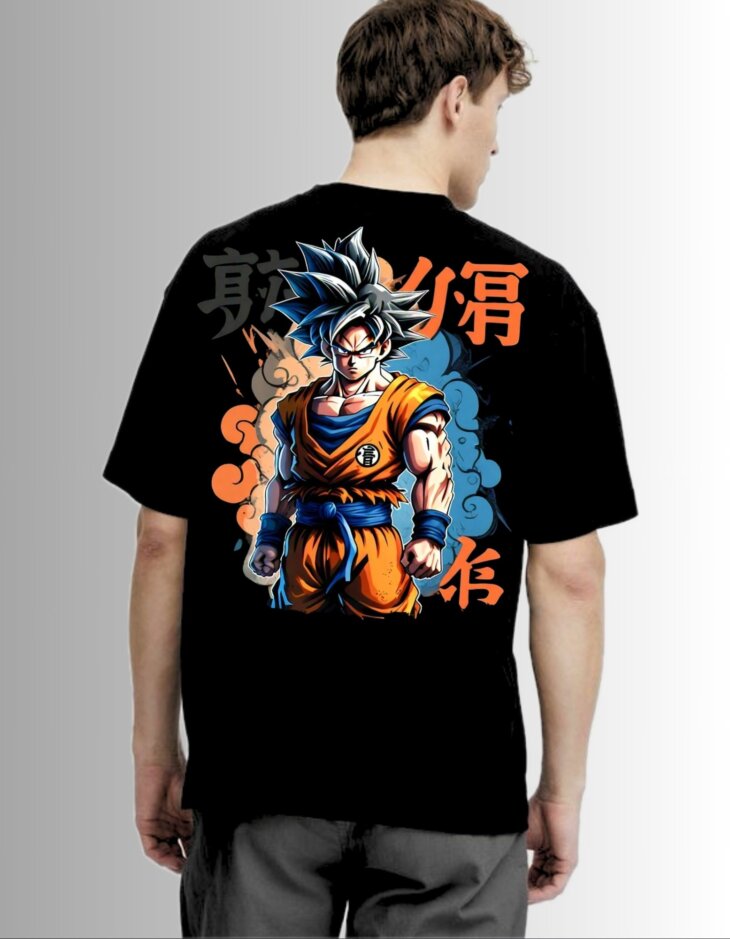 G-mahazon, anime, anime tshirt, anime tees, goku, goku tshirt, dragon bollz, black, black tshirt, oversized tshirt,