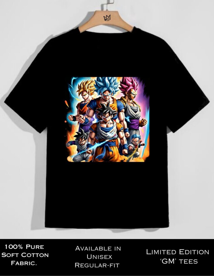 g-mahazon, anime, anime tshirt, black, regularfit tshirt, goku, goku tshirt.