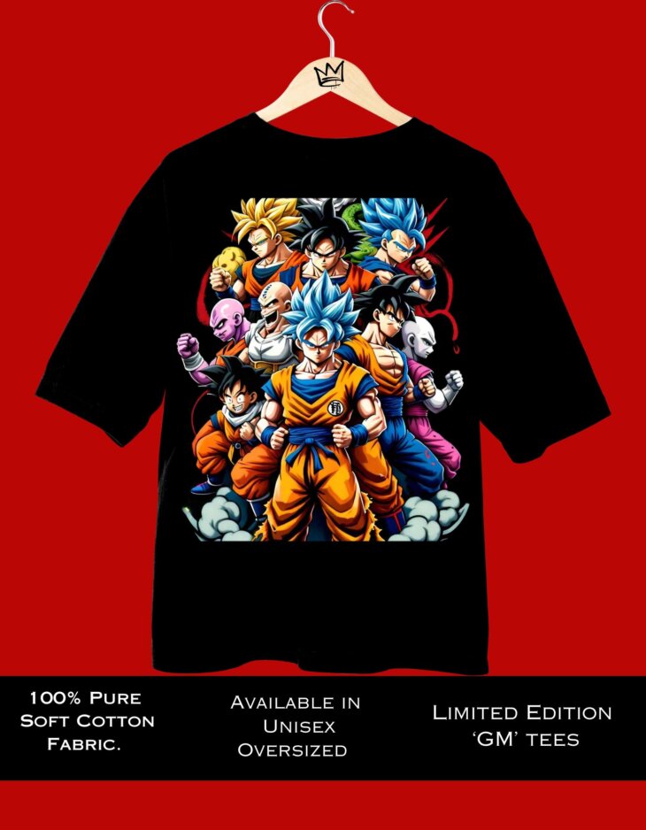 G-mahazon, dragon ballz, tshirt, oversized tees, black, goku, buluma, anime, anime design