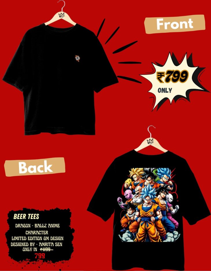 G-mahazon, dragon ballz, tshirt, oversized tees, black, goku, buluma, anime, anime design