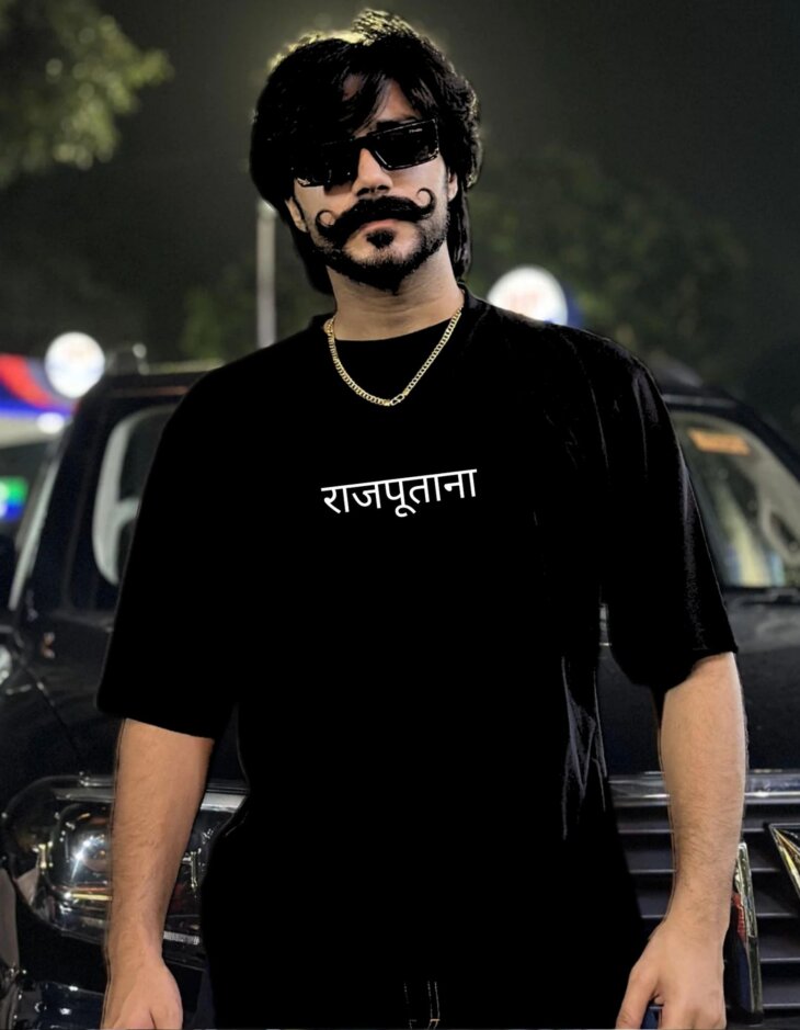 g-mahazon, hindu, kali maa, rajput, black, black tshirt, oversized T-shirt