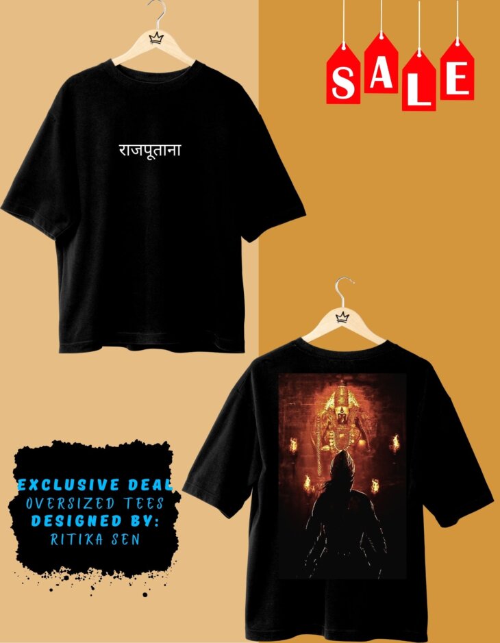 g-mahazon, hindu, kali maa, rajput, black, black tshirt, oversized T-shirt