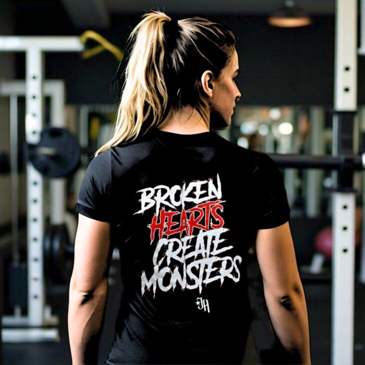 g-mahazon, broken heart, monster, broken heart create monster, black t-shirt, gym t-shirt, gym oversized t-shirt, men gym t-shirt, women gym t-shirt, women t-shirt, black t-shirt for women, oversized t-shirt for women, tshirt under 799